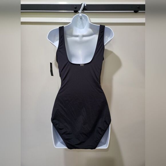 Ralph Lauren Ring Over The Shoulder One Piece Swimsuit NWT size 12 black - Picture 4 of 6